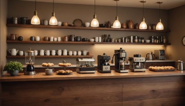 Le comptoir en bois apporte une ambiance chaleureuse